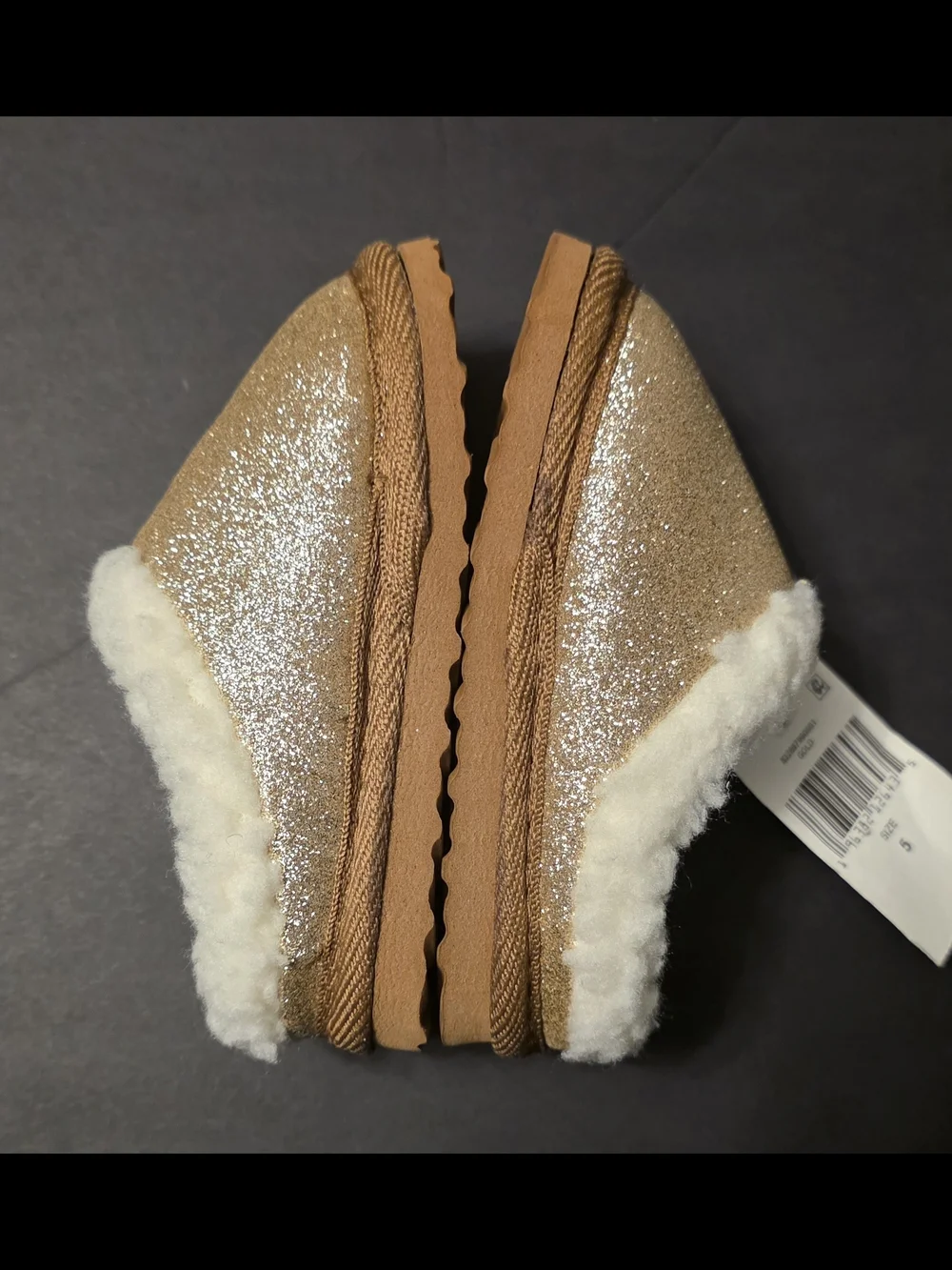 Polo by Ralph Lauren Kids' Gold Glitter Shearling Slippers